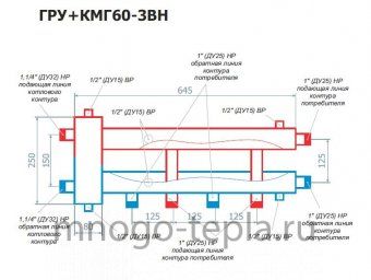 Коллекторный модуль с гидрострелкой RISPA ГРУ+КМГ 60-3ВН - №1