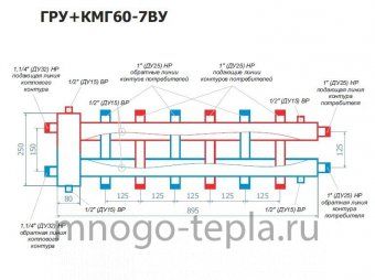 Коллекторный модуль с гидрострелкой RISPA ГРУ+КМГ 60-7ВУ - №1