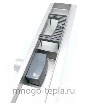Трап для душа с горизонтальным выпуском TIM BAD413502, размер 350 x 70мм, защита от запаха (сухой + гидрозатвор), решетка с круглой ячейкой - №1