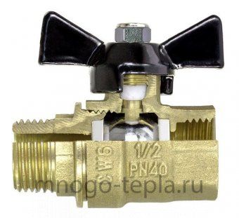 Кран шаровый 3/4" ШШ TIM (DE1206X) никелированный усиленный прямой - рычаг - №1