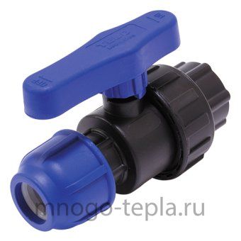 Кран шаровой для труб ПНД 25 х 3/4" ВР, разъемный, компрессионный - №1