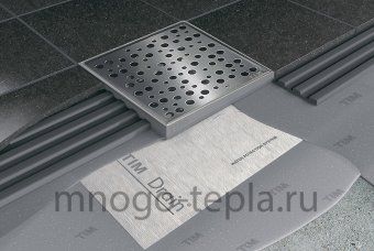 Трап для душа с горизонтальным выпуском квадратный TIM BAD411502, размер 150 x 150мм, защита от запаха (сухой + гидрозатвор), решетка с круглой ячейкой - №1