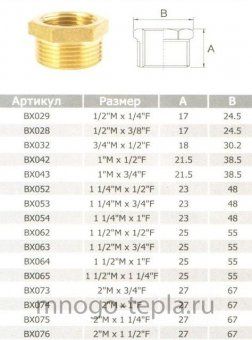 Футорка 1 х 3/4 вр/нр (Ду 25 х 20), латунная - №1