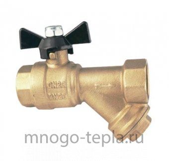 Кран шаровый с фильтром 1/2" ГГ TIM (BL7800) латунный -  бабочка - №1